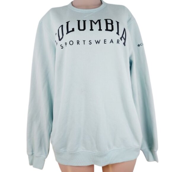 Columbia Sportswear Women's Light Blue Fleece Crewneck Pullover Sweatshirt Sz L - Picture 1 of 13